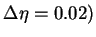$\Delta \eta =0.02)$